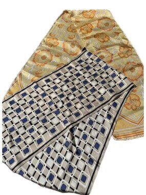 2 Silk Scarves Burmel & Echo Geometric and Hippie Mod Rectangular